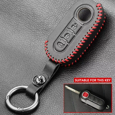 LEATHER FLIP KEY COVER FOB CASE SHELL PROTECTOR FOR FIAT 500L DUCATO BRAVA DELTA - Image 1 of 4