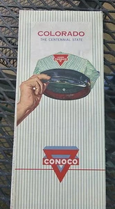 1959 Colorado   road  map Conoco  oil gas inserts Mesa Verde Demver Rocky Mnts - Picture 1 of 4