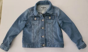 OshKosh B'gosh Girls Light Wash Denim Trucker Jacket Snap Front Classic Size 5T - Picture 1 of 5