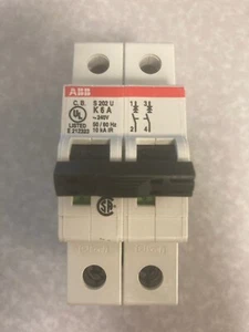 S202UK6 - ABB, Circuit Breaker, K Curve, 2 Pole, 6 Amp, UL489, (S202U-K6) - Picture 1 of 5