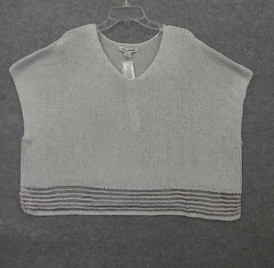 Suéter feminino Tommy Bahama tamanho grande L SW420712 Glimmering Cove caftan prata - Imagem 1 de 4