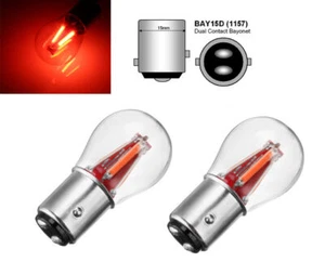 2x Auto P21/5W BAY15D 12V-24V 1157 COB 4 LED Bremslicht Rückleuchte KFZ DC Rot - Bild 1 von 5