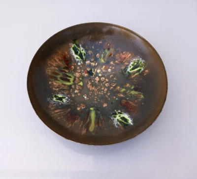 Schale Emaille Messing Vintage 60er 70er Emailmalerei Fischland - Bild 1 von 4