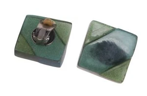 Orecchini Orecchini Resina Design Quadrato, Blu/Verde 25mm - Foto 1 di 1