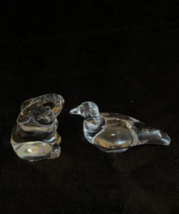 Vintage Set of 2 Baccarat Crytal Glass Rabbit and Dove Figurines/Paperweight - Picture 1 of 12