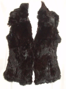 Jennyfer J  Size Medium BLACK RABBIT FUR VEST New With Tag - Picture 1 of 3