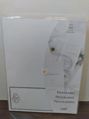 Corazones de platino sobre papel blanco triple pliegue programas de boda 50ct Gartner (61301) NUEVO Foto 1 de 4