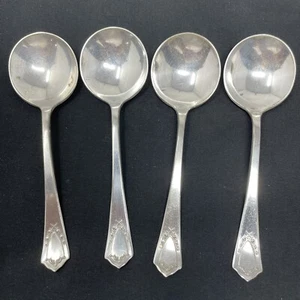 Vintage R&B  Rogers "Jewell" Pattern  Soup Bouillon Spoon Set Of 4 - Picture 1 of 5