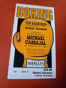 Michael Carbajal Boxing Ticket TOP RANK BOXING auf ESPN BALLY'S LAS VEGAS 1991 - Bild 1 von 9