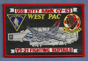 CV-63 USS KITTY HAWK AIRCRAFT CARRIER WEST PAC VS-21 FIGHTING REDTAILS PATCH - Picture 1 of 1