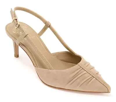 Vince Camuto Leather Ruched Slingback Pumps Kelten-Tortilla-7M-NEW-A688018 - Image 1 of 3