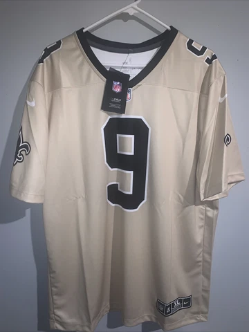 NIKE New Orleans Saints NFL Dri-Fit Drew Brees Gold/Black XL inverted jersey #9 Cover