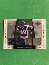 2007 UPPER DECK ADRIAN PETERSON ULTIMATE COLLECTION ROOKIE GAME WORN VIKINGS 