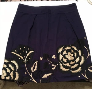 ANTHROPOLOGIE FLOREAT SUFI BESTICKT BLUMEN VOLLSTÄNDIG GEFÜTTERT ROCK GRÖSSE 4 schwarz - Bild 1 von 8