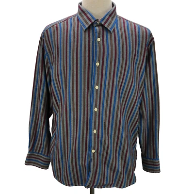 Tallia XL Multicolor Stripes Button-Up Long Sleeve Casual Men's Shirt - Image 1 of 4