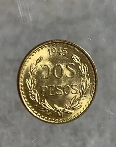1945 Mexico Gold 2 Pesos UNC, Random pickup! - Picture 1 of 6