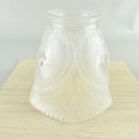 VTG Painted Flowers frosted GLASS LIGHT SHADE bell shaped 2.25" fitter 4.5" tall 