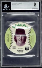 Robin Yount 1977 Holiday Inn Disc MSA Baseball Card Milwaukee Brewers HOF BGS 9