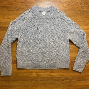 Suéter A New Day Mujer Mediano Anthropologie Gris Tejido con Cable Borde de Estrás - Imagen 1 de 11