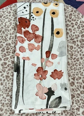 Cortina de chuveiro Threshold floral aquarela 100% algodão tamanho padrão - Imagem 1 de 4