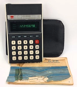 Calculadora de 8 dígitos Sharp ELSI MATE EL-8131 de colección años 70 con estuche original y manual - Imagen 1 de 12