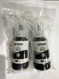 Paquete de 2 botellas de tinta negra originales Epson 502 para ET-2700 ET-2750 ET-3700 ET-3750 - Imagen 1 de 1