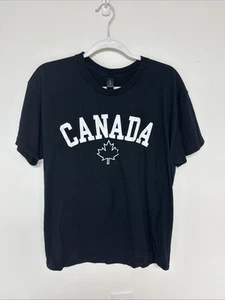 Gildan Short Sleeve Basic Black T-shirt With Canada & Leaf Graphic Unisex Sz L - Picture 1 of 7