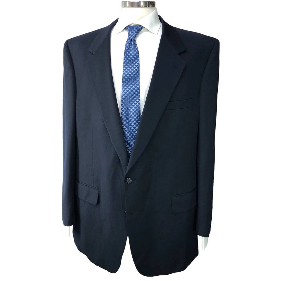 Casaco esportivo Burberrys vintage masculino tamanho 48L 2 botões lã entalhe lapela azul marinho anos 90 - Imagem 1 de 4