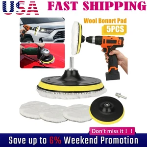 Kit de fregona de rueda de lana de almohadilla de pulido de 6" de 5 piezas para adaptador de taladro pulidora de automóvil - Imagen 1 de 9