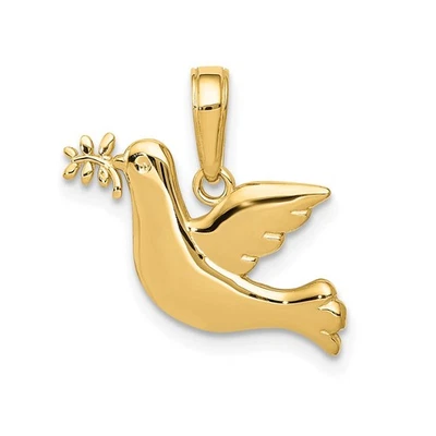 14k Yellow Gold Polished Peace Dove Pendant - Image 1 of 4