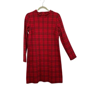 Vestido recto Talbots rojo tartán a cuadros talla pequeña manga larga cuello alto - Imagen 1 de 10