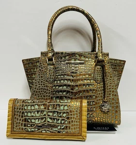 BRAHMIN NEU MIT ETIKETT HELLBLAU TIETE MINI PRISCILLA & ADY GELDBÖRSE ~ ECHTES LEDER - Bild 1 von 12