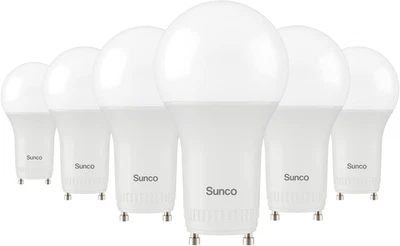 Sunco 6 Pack GU24 LED Bulb A19, 2 Prong Light Bulbs, 800 LM, 9W (60W Equivalent) - Image 1 of 4