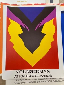 1977 VINTAGE ORIGINAL POSTER Jack Youngerman PRINT RED BLUE BLACK AMERICAN - Picture 1 of 2