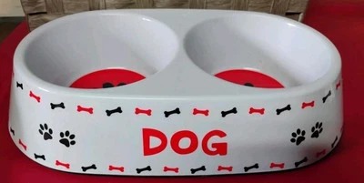 Cuenco de agua y comida para perros Paw melamina 30 ml cada uno rojo blanco y negro Foto 1 de 3