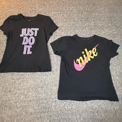 Nike Girls T-Shirts Lot Of 2! Size Medium Black Just Do It B17 - Image 1 of 4