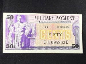 1970 U.S. 50 Cents Military Payment Certificate Series 692  P#M94  SPC1606 - Picture 1 of 2