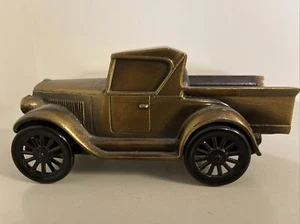 1928 Chevy Pickup Truck Coin Bank Brass Plated Windup Plays Tune Feelings M-7585 - Picture 1 of 6