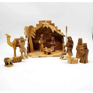 Nativity Set Olive Wood 13 Piece Set Christmas - Picture 1 of 5