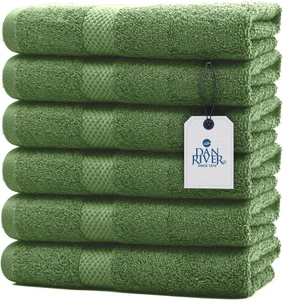 Dan River 100% Cotton Hand Towel Set of 6| Ultra Soft Bathroom Hand Towels| Salo