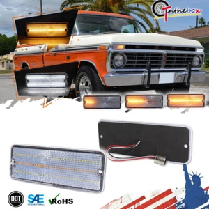 2PC Clear Front Grill Turn Signal Lights DRL Lamps Pair For 1974-1977 Ford F-100 - Picture 1 of 11