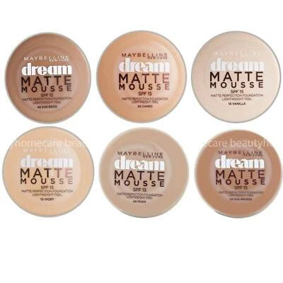 Maybelline Dream Matte Mat Mousse Foundation 20 21 30 32 48 50 shades FPS 18 - Image 1 of 4