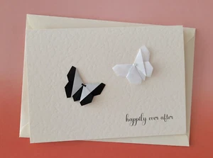 Hochzeitskarte Origami Brautpaar Schmetterling - Einzigartige Hochzeitskarte - Bild 1 von 2