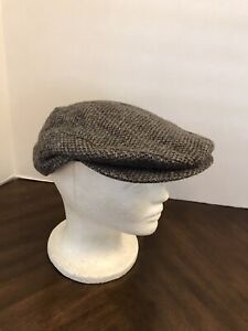 Stetson  100% Pure Wool XL Newsboy Cap Hat  USA Made  Tweed Gray Black
