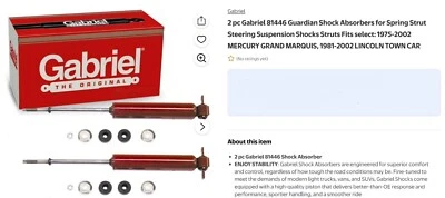 (2) Amortiguadores delanteros cargados de gas nitrógeno 89076 / 81446 [B8S4] Foto 1 de 4