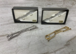 Juego de 2 barras con clip simple clásico estilo dorado de cuello SWANK de colección - Imagen 1 de 2