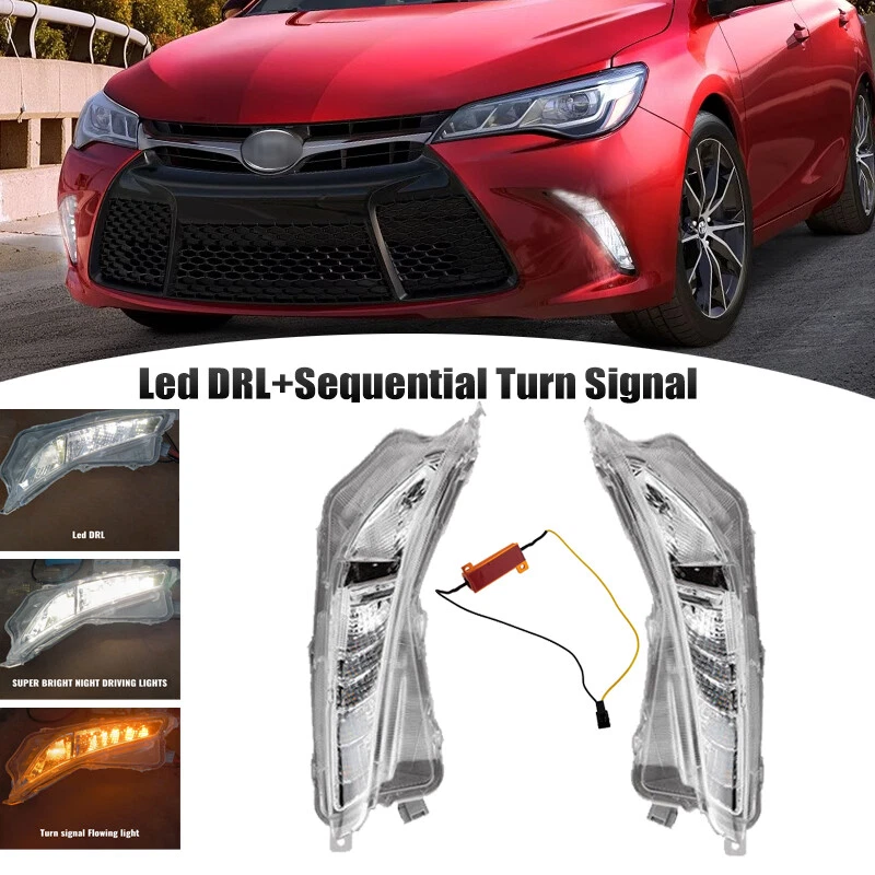 Luz antiniebla LED secuencial señal de giro DRL para Toyota Camry XLE XSE 2015-2017 Foto 1 de 4