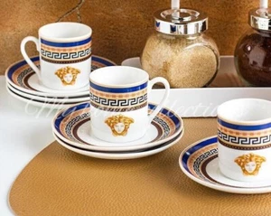 House of Florence Capri Medusa Greek Key 12pcs European Style Espresso Cup Set - Picture 1 of 2