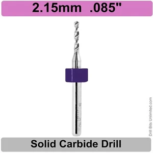 2.15mm .085" Carbide Drill Bit 1/8" Shank  .400" Depth - Premium Carbide Drill - Picture 1 of 3