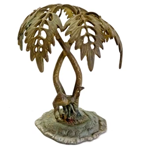 Antik gegossen Bronze Messing Kamel unter Palme/Wohnkultur Skulptur Figur - Bild 1 von 21